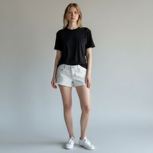 SO Mini Denim Short Shorts Solid White Blue Floral Tie Dye Cotton Blend size 9